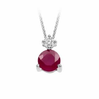 Ruby and Diamond Solitaire Pendant in 9K White Gold